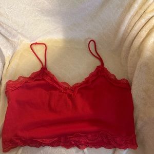 red lace crop top